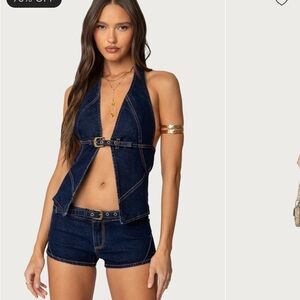 Dark Blue Denim Halter Top